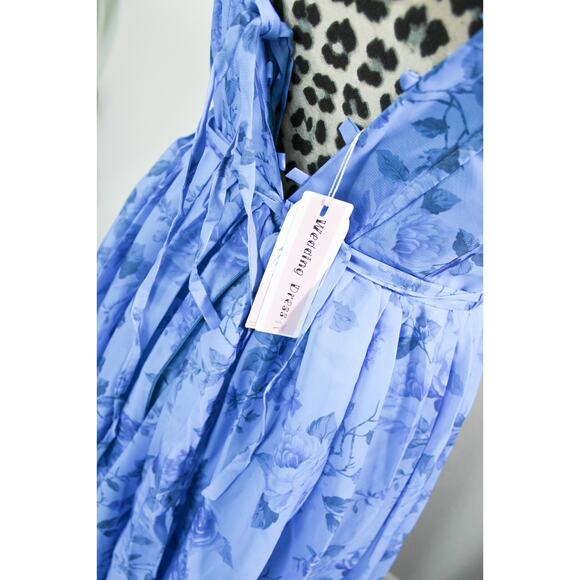 NWT Size 10 Blue Floral Burnout Fairy Wedding Dress Corset Back Boho Elopement - Picture 7 of 7